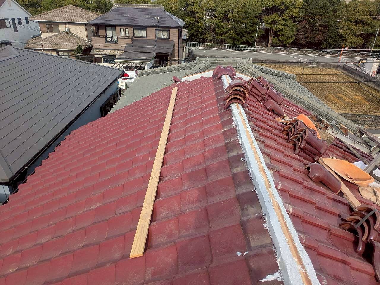 加古川市　漆喰作業完了の状況